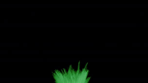 Groen Poeder Explodeert Zwarte Achtergrond Super Slow Motion Geschoten Met — Stockvideo