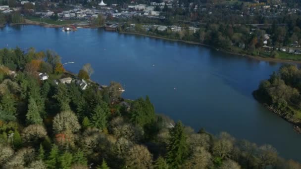 Foto Aérea Willamette River Cerca Portland Oregon Ultra — Vídeo de stock