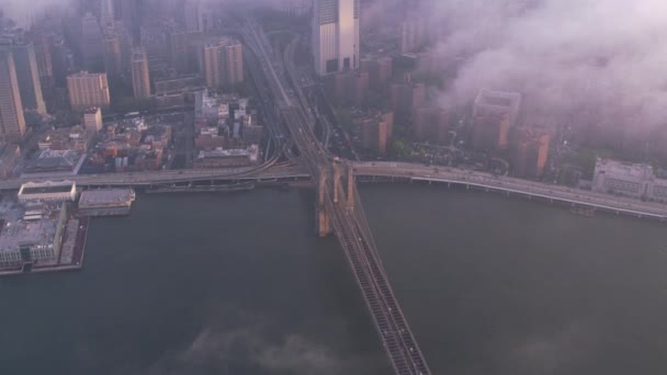 Nowy Jork Okolice 2017 Widok Lotu Ptaka Brooklyn Bridge Postrzelony — Wideo stockowe