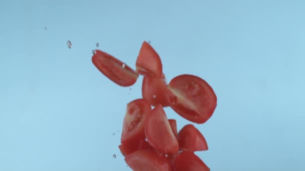 Tranches Tomates Ralenti Prises Avec Phantom Flex 1000 Images Par — Video