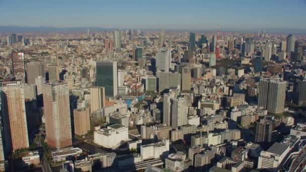 Tokyo Japan 2018 Flyger Över Tokyo Och Tokyo Tower Skjuten — Stockvideo