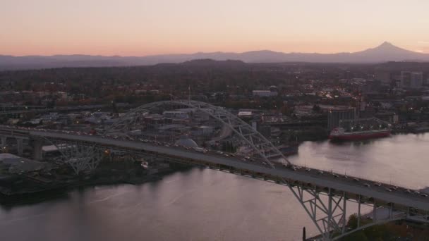 Portland Oregon Por Volta 2017 Fotografia Aérea Ponte Freemont Tiros — Vídeo de Stock