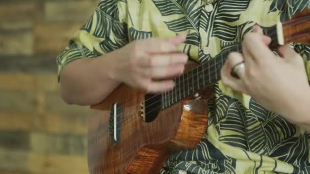 在夏威夷玩Ukulele的人 — 图库视频影像