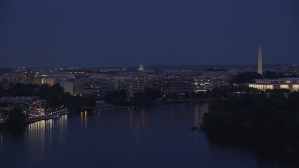 Washington Cirka 2017 Flygfoto Över Potomac River Skymningen Skott Med — Stockvideo