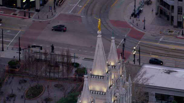 Salt Lake City Utah 2017 Luftaufnahme Der Statue Von Angel — Stockvideo
