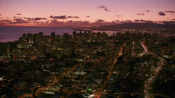 Honolulu Oahu Hawaï Vers 2018 Vue Aérienne Honolulu Waikiki Crépuscule — Video