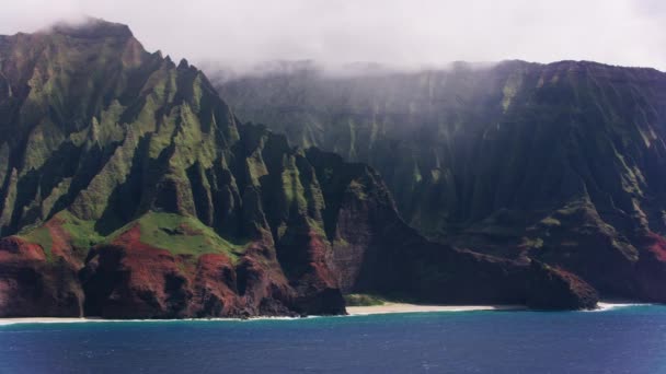 Кауаї Гаваї Приблизно 2018 Році Повітряний Вид Красивого Узбережжя Кауаї — стокове відео