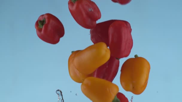 Pimientos Volando Cámara Lenta Disparados Con Phantom Flex 1000 Fotogramas — Vídeo de stock