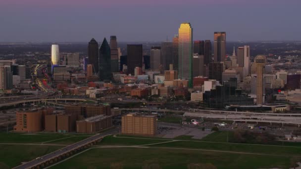 Dallas Texas Circa 2017 Vista Aérea Dallas Texas Atardecer — Vídeos de Stock
