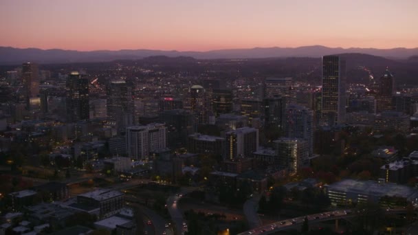Portland Oregon Około 2017 Zdjęcie Lotnicze Portland Wczesnym Rankiem Postrzelony — Wideo stockowe