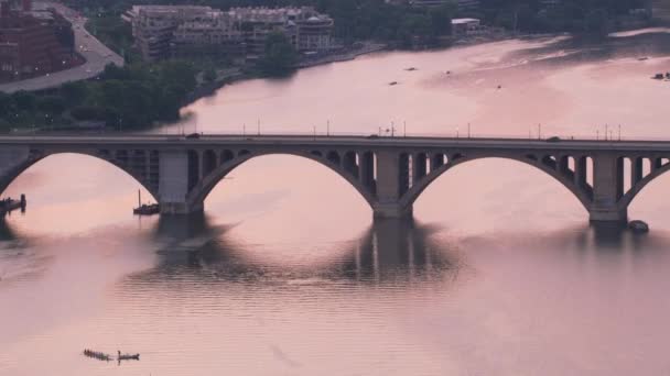 Washington Circa 2017 Aerial View Potomac River Sunset Shot Cineflex — Stock Video