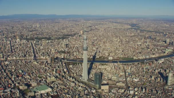 Tokio Japonsko Kolem Roku2018 Letecký Pohled Tokyo Skytree Snímek Vrtulníku — Stock video