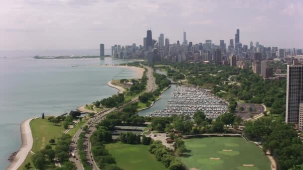 Chicago Illinois Por Volta 2017 Sobrevoando Lincoln Park Direção Centro — Vídeo de Stock