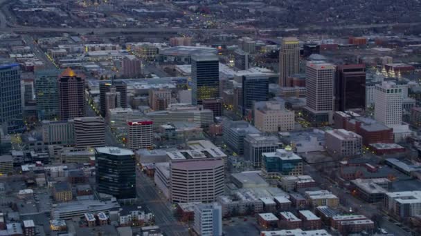 Salt Lake City Utah Circa 2017 Aerial Shot Downtown Buildings — Stock Video