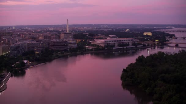 Washington 2017 Flyger Nedför Potomac River Vid Soluppgången Skott Med — Stockvideo