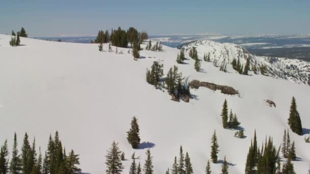 Imágenes Aéreas Del Paisaje Nevado Las Tierras Altas Yellowstone Park — Vídeo de stock