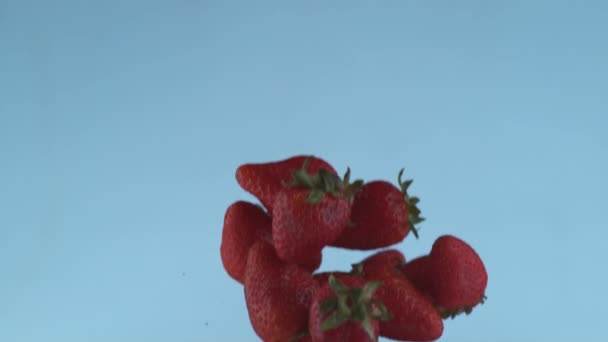 Fresas Volando Cámara Lenta Disparadas Con Phantom Flex 1000 Fotogramas — Vídeo de stock