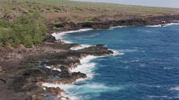 Molokai Hawaii Circa 2018 Vista Aérea Costa Rocosa Molokai Tiro — Vídeo de stock