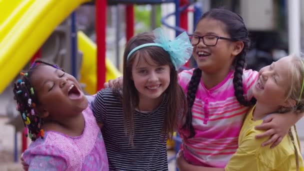 Kelompok Anak Anak Taman Bermain Sekolah — Stok Video
