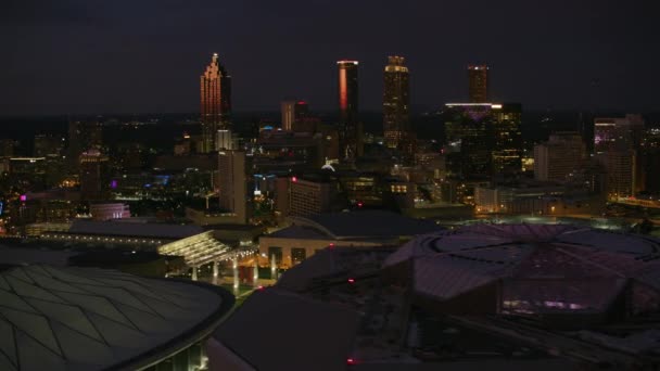 Atlanta Georgia 2017 Luftaufnahme Der Innenstadt Von Atlanta Der Nacht — Stockvideo