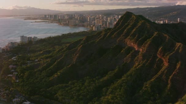 Χονολουλού Οάχου Χαβάη Γύρω Στο 2018 Αεροφωτογραφία Του Diamond Head — Αρχείο Βίντεο