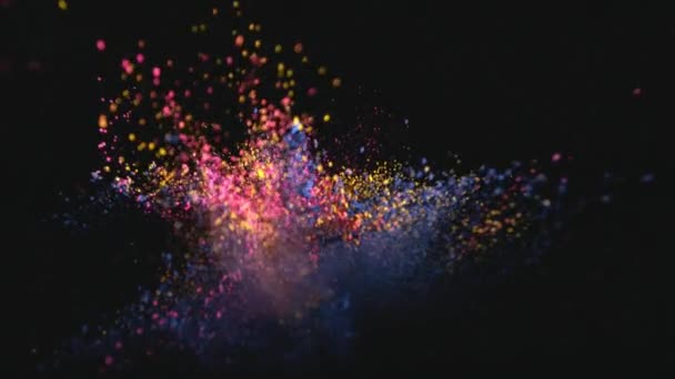 Kleurrijke Poeder Exploderen Zwarte Achtergrond Super Slow Motion Geschoten Met — Stockvideo