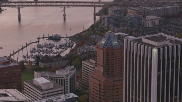 Portland Oregon Circa 2017 Aerial Shot Koin Center Building Shot — Stock Video