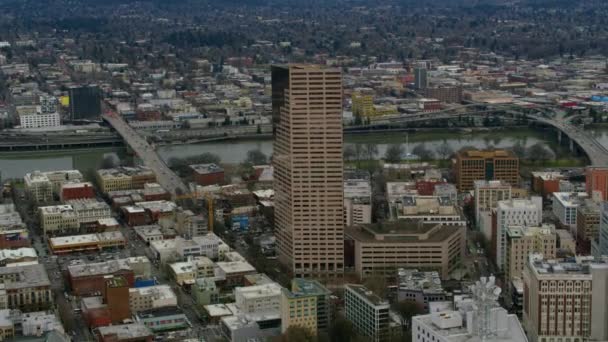 Vista Aérea Los Edificios Del Centro Portland Oregon Willamette River — Vídeo de stock