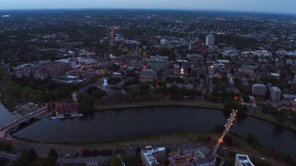 Вид Повітря Гарвардський Університет Бостон Массачусетс Сутінках — стокове відео