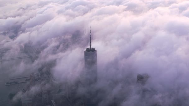 New York City Circa 2017 Letecký Pohled Budovu One World — Stock video