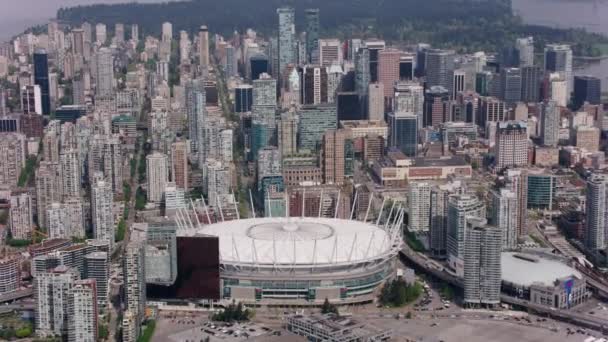 Vancouver Canadá Circa 2018 Vista Aérea Del Estadio Place Centro — Vídeo de stock