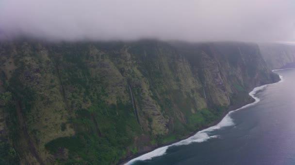 Big Island Hawaï Circa 2018 Luchtfoto Van Kliffen Watervallen Opgenomen — Stockvideo