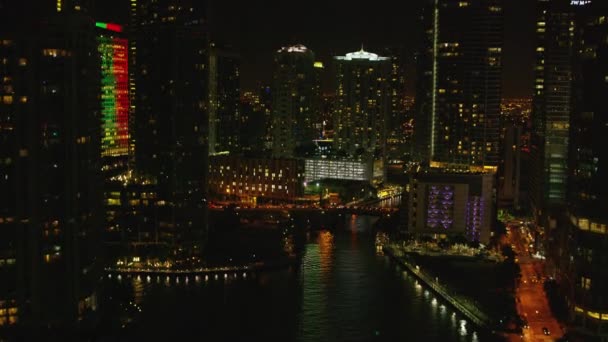 Vista Aérea Nocturna Del Centro Miami Florida — Vídeos de Stock