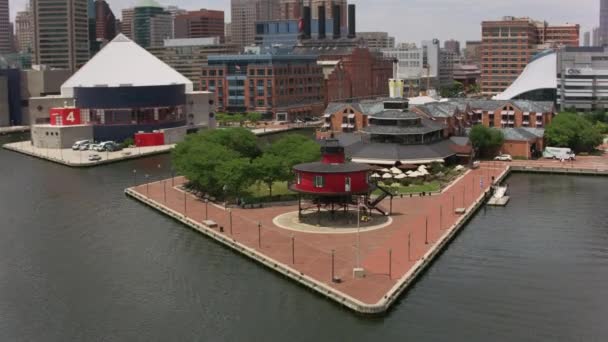 Baltimore Maryland 2017 Aerial View Seven Foot Knoll Lighthouse 신동파와 — 비디오