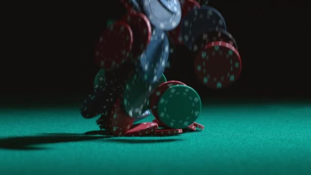 Pokermarker Faller Slow Motion — Stockvideo