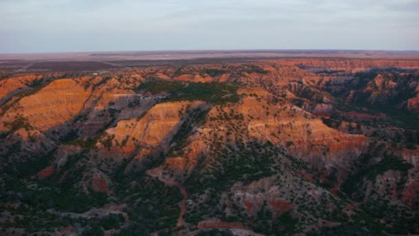 テキサス州アマリロの日没時のパロ デュロ キャニオン — ストック動画