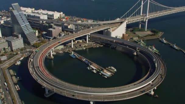 Tokio Japón Circa 2018 Vista Aérea Del Puente Arco Iris — Vídeos de Stock