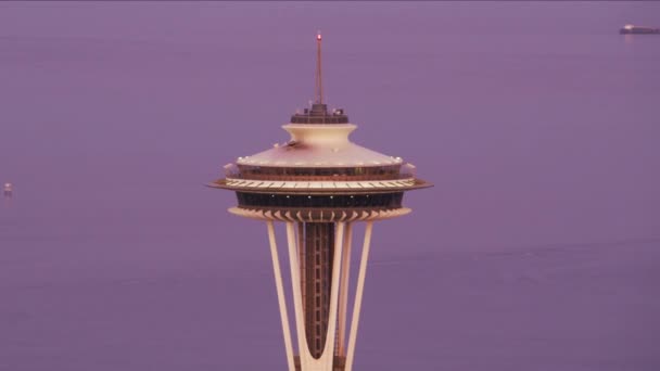 Seattle Washington Circa 2017 Close Aerial View Seattle Space Needle — Stock Video