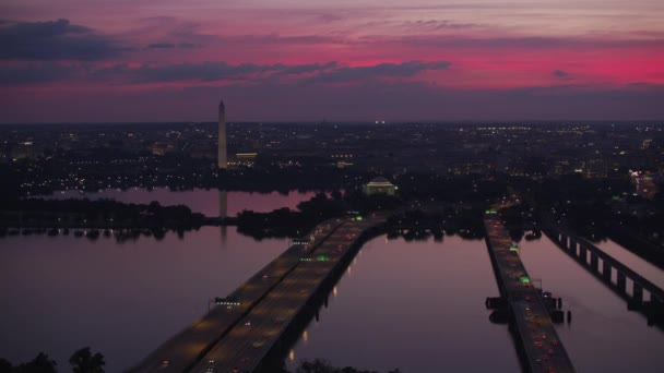 Washington 2017 Überflug Der Potomac Brücke Mit Jefferson Memorial Und — Stockvideo
