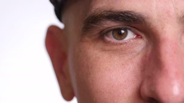 Extreme Closeup Man Face Eye Video Clip