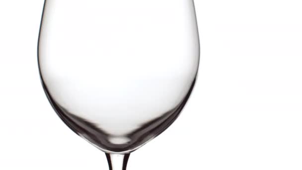 Slow Motion Shot Red Wine Pouring Glass White Background — Stock Video