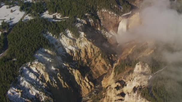 Yellowstone National Park Wyoming Grand Canyon Lower Falls Och Yellowstone — Stockvideo