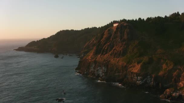 Oregon Coast Circa 2017 Aerial Shot Rocky Oregon Coast Sunset — Vídeos de Stock