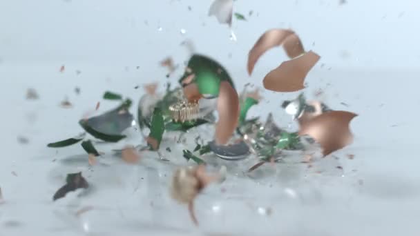 Adornos Navideños Rompiendo Cámara Lenta Disparo Phantom Flex 1000 Fps — Vídeos de Stock