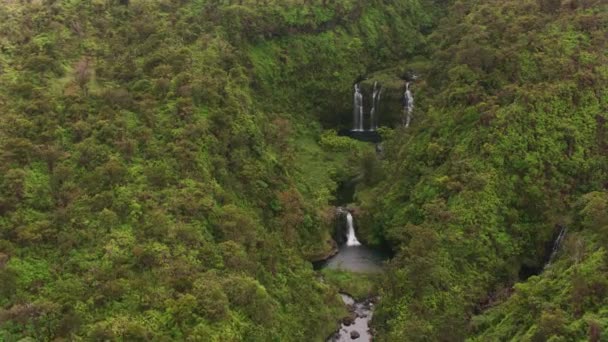 夏威夷毛伊 2018年左右 毛伊瀑布的空中景观 用Cineflex和Red Epic Helium拍摄 — 图库视频影像