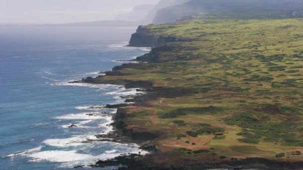 ハワイのモロカイ2018年頃 諸海海岸の空中風景 CineflexとRed Epic Heliumで撮影 — ストック動画