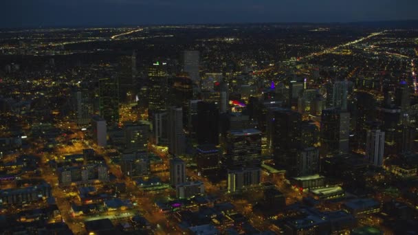 Denver Colorado Circa 2017 Letecký Pohled Budovy Centru Denveru Noci — Stock video