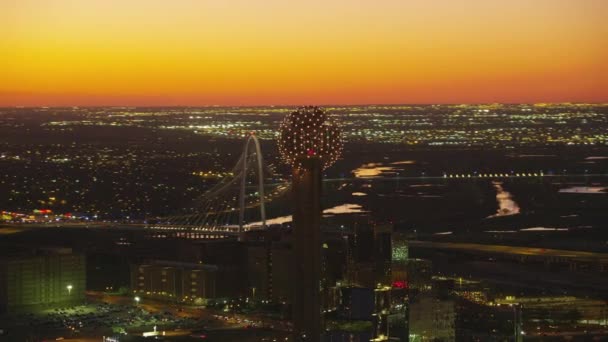 Dallas Texas Sekitar Tahun 2017 Pemandangan Udara Matahari Terbenam Dallas — Stok Video