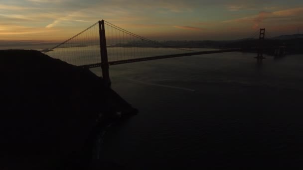 Golden Gate Bridge Crépuscule San Fransisco Californie Prise Vue Aérienne — Video