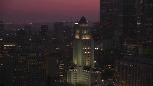 Sonnenuntergang Über Los Angeles Kalifornien Usa Luftaufnahmen — Stockvideo